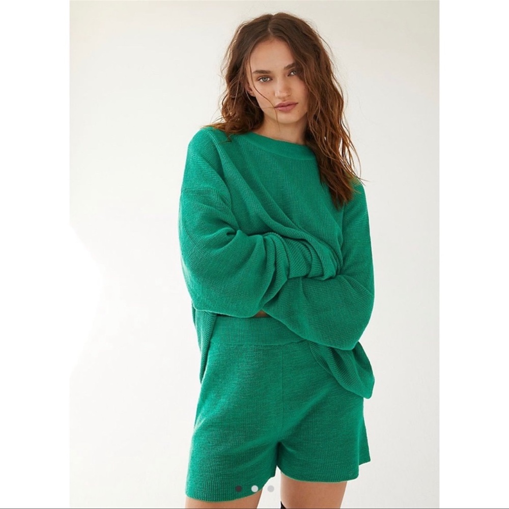 NWT Free People Malibu Sweater Set in Size Small - Golf Green - Sold Out Color